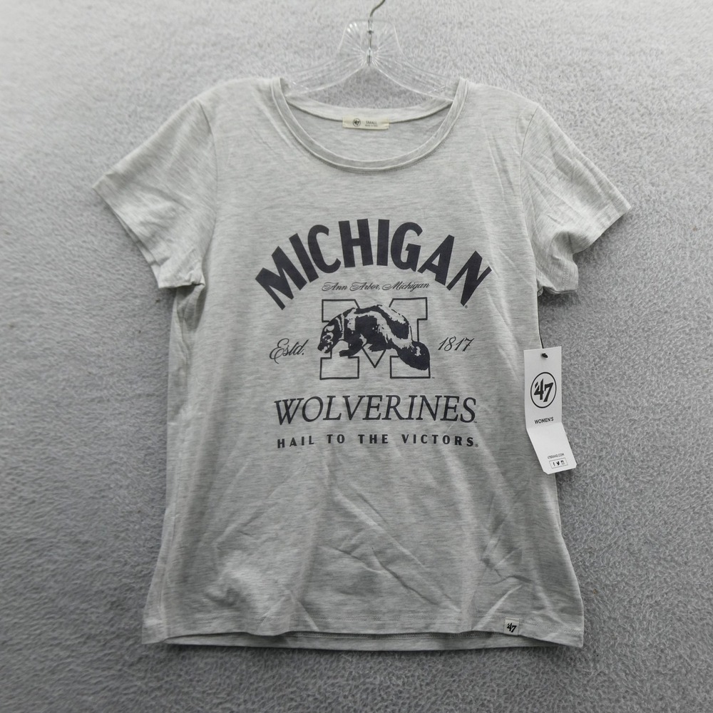 47 Brand Shirt Womens Small Michigan Wolverines Gray Short Sleeve Heather